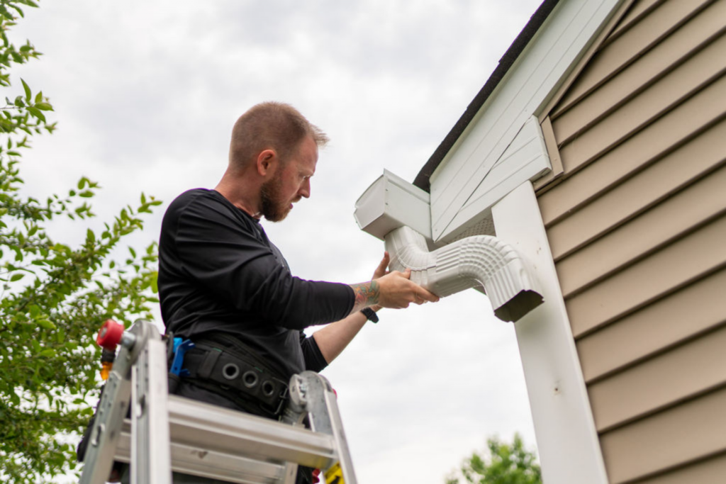 Professional Gutter Installation in Action